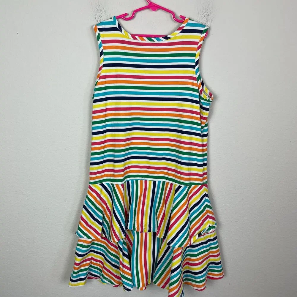 Hanna Andersson Multicolor Stripe Knit Sleeveless Dress 12